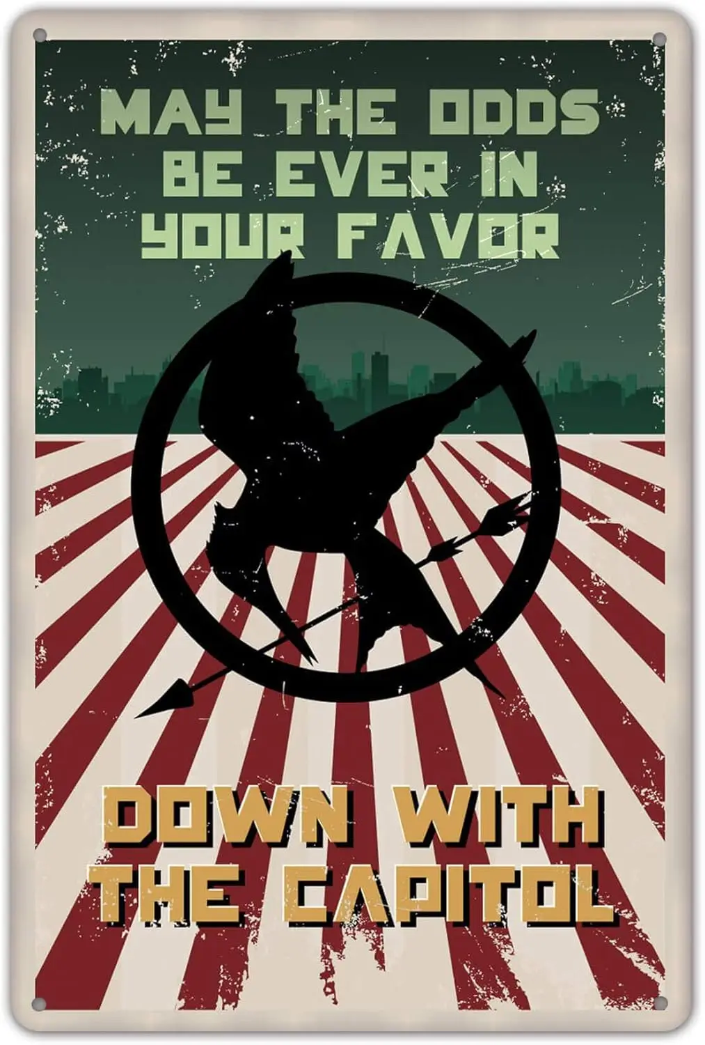 HomDeo Wall Decor Metal  - Hunger Games May The Odds Be Ever in Your Favor Sign Tin Sign Personalized Metal Signs