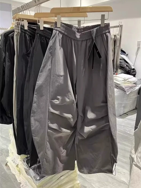 

Men's Summer Thin Qui Dry Wide Leg Pants Casual Sports Trousers American Retro Sle Knife Pants High Waist Long Pants