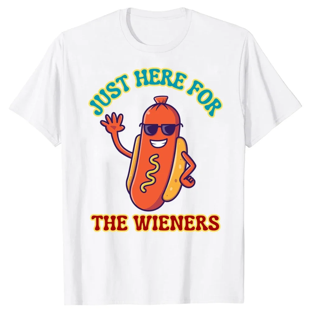 

Just Here for the Wieners Graphic Men's T-Shirt Cotton Basic Short Sleeve Trip Breathable