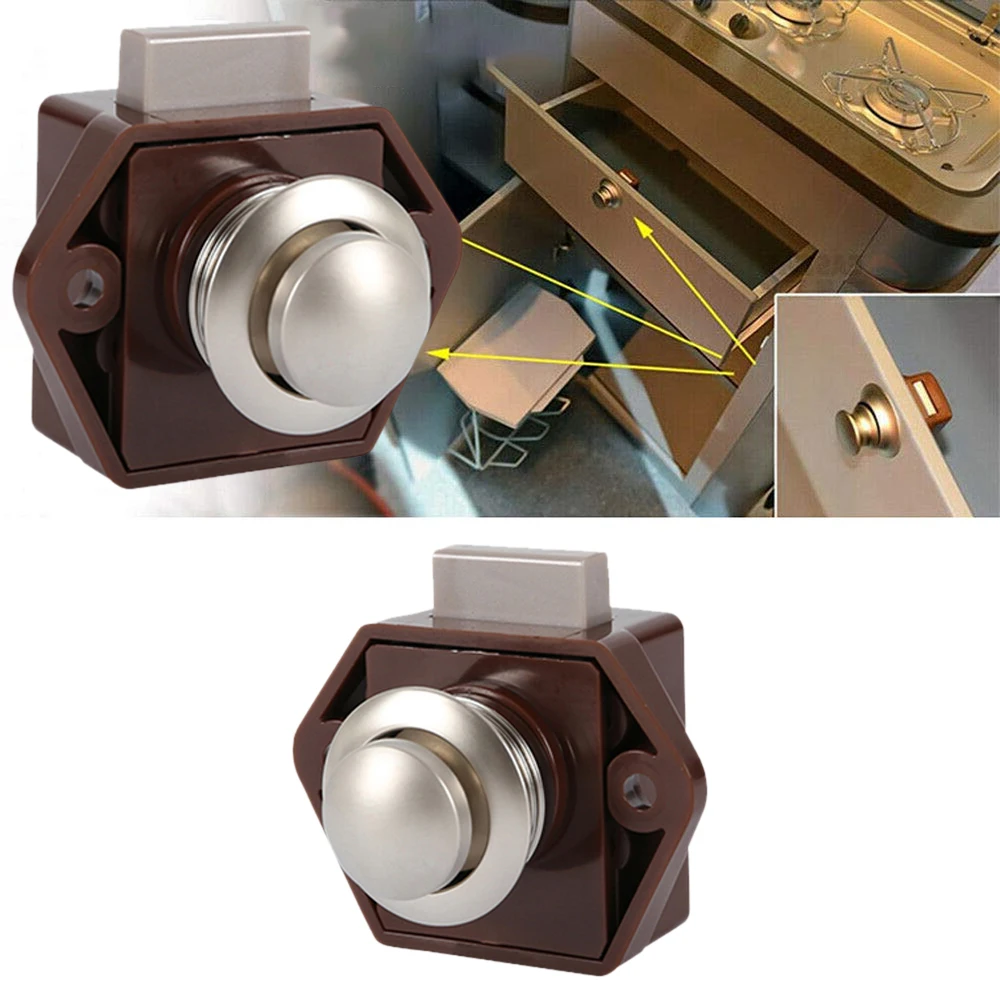 20mm Push Lock Campers Accessories 5pcs Set Furniture Hardware Button Locks RV Caravan Boat Drawer Latch Security Cerraduras image 3