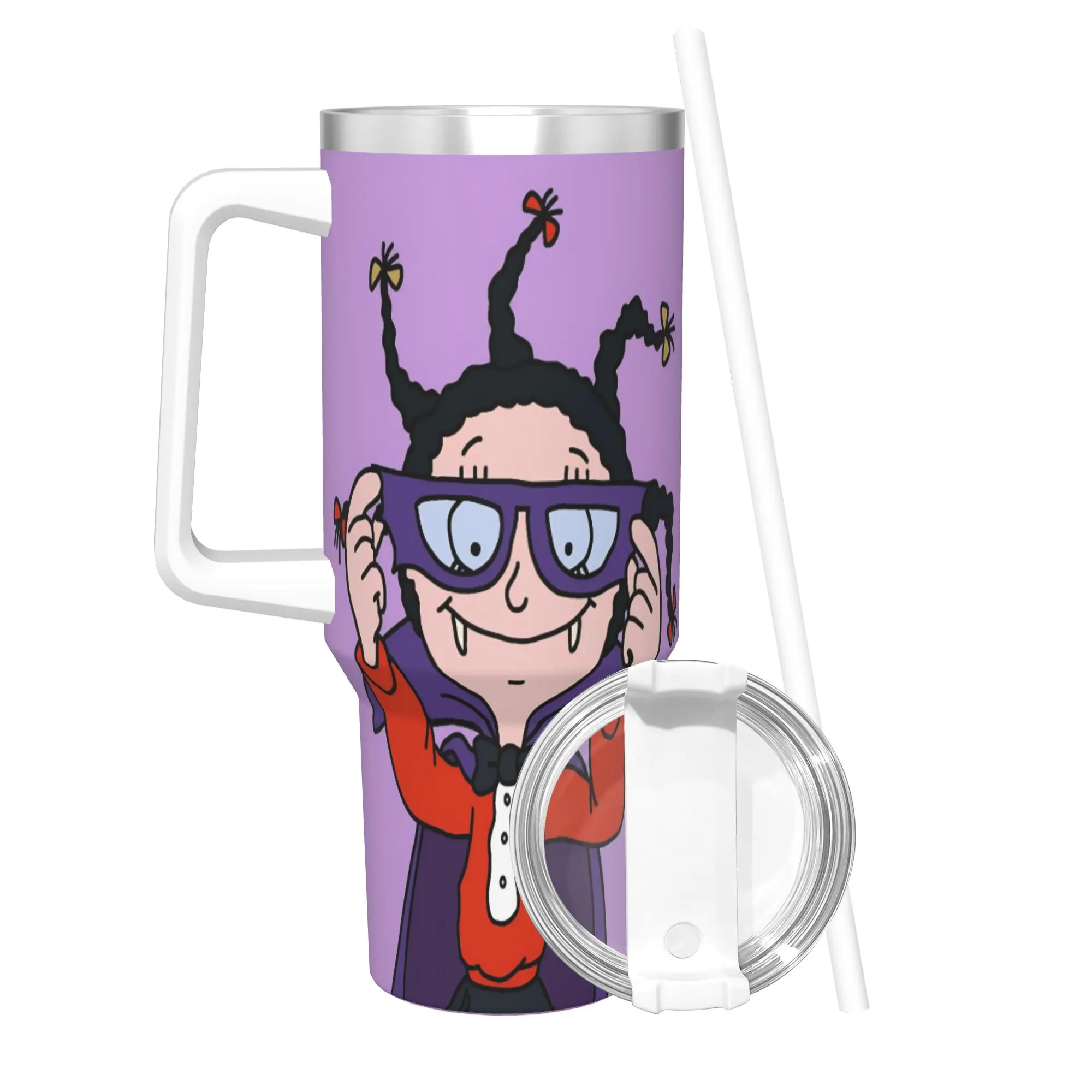 Mona The Vampire Anime Tumbler Vacuum Insulated  Coffee Cups Stainless Steel Office Home Mug Spill Proof 40oz