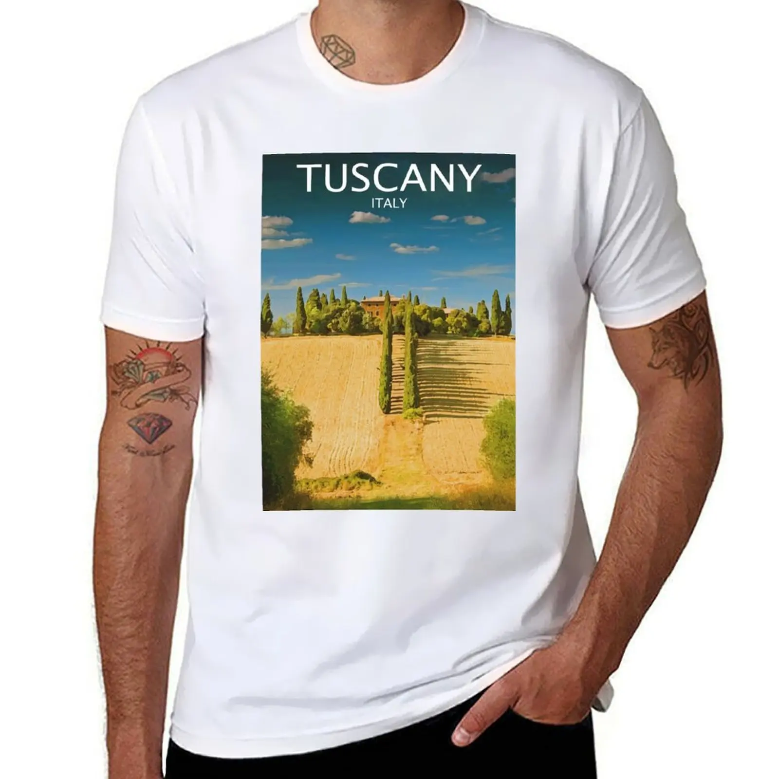 

Tuscany Italy - Retro Tuscan Landscape T-Shirt funny t shirts man mens graphic t shirts T-Shirt