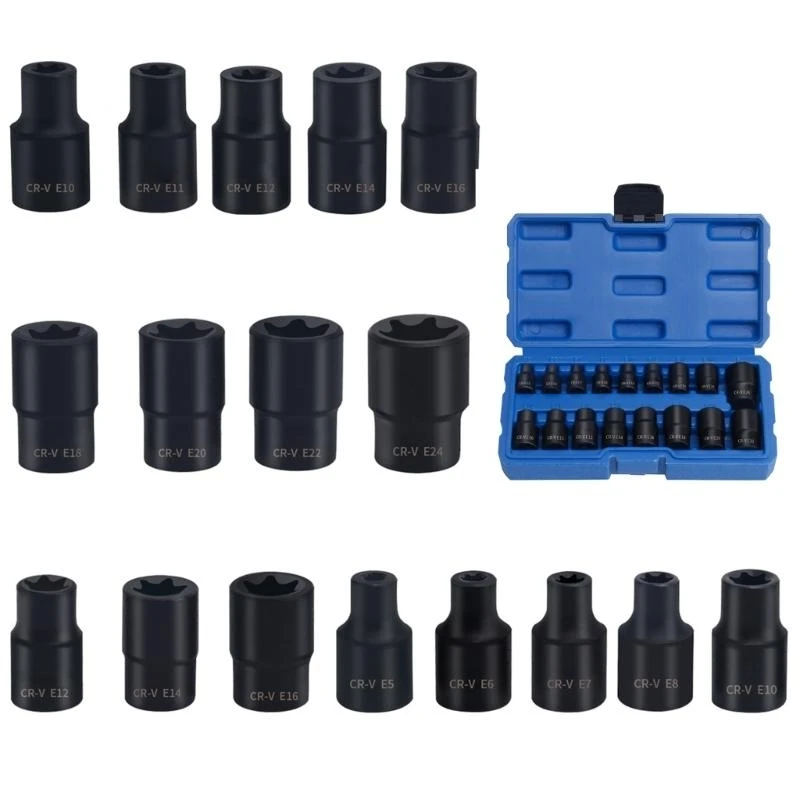 

17pc High Strength Impact Socket Set to E24 Suitable for Automotive And General Repairs DIY Enthusiasts & Technicians .Q0KF