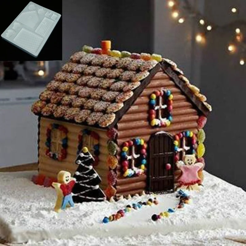 3D House Door DIY Silicone Gingerbread Fondant Mould Cake Decoration Chocolate Christmas Baking Mold