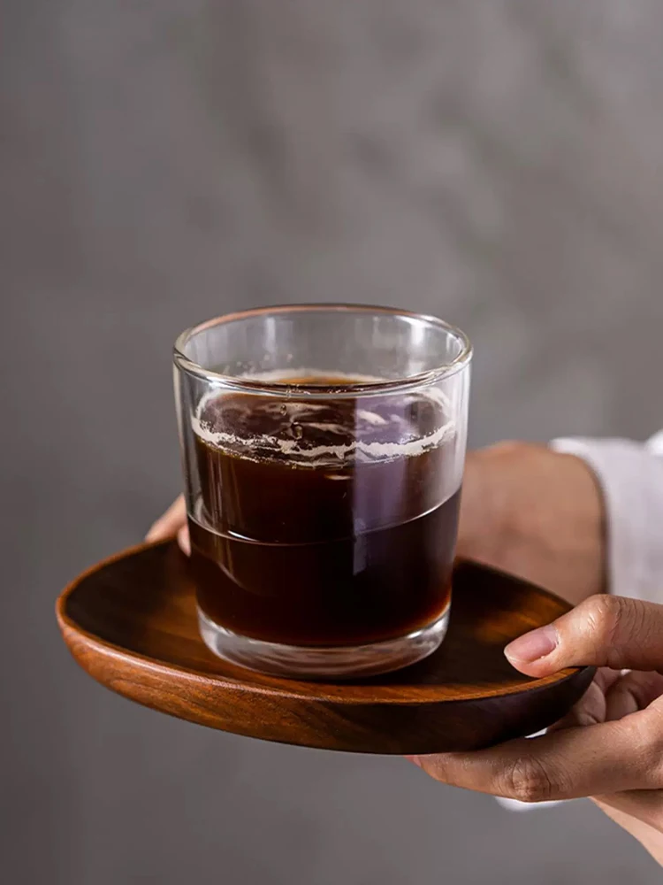 

Thermally Resistant High Borosilie Glass Coffee Cup Double Layered Transparent Simple Design for Home Use Juice Water Cup