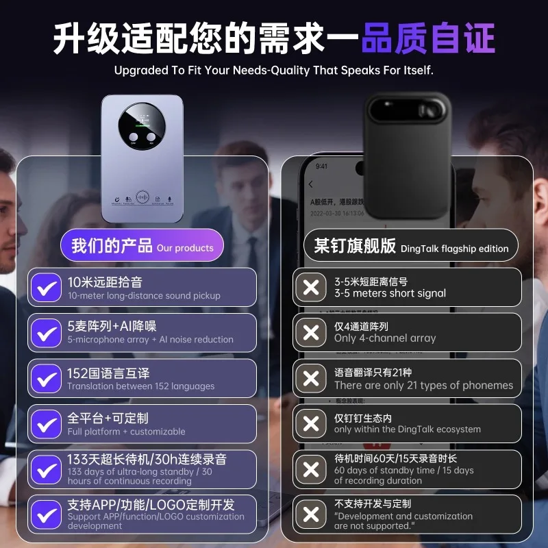 AI intelligent recorder office meeting business 152 languages recognition ultra-thin card magnetic recording artifact