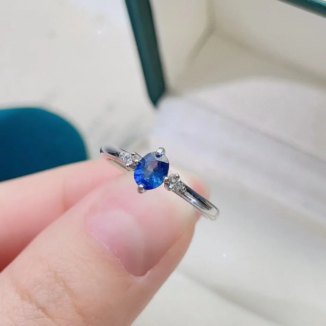 

Classic Sapphire Engagement Ring for Woman 0.4ct 4mm*5mm Natural Sapphire Ring 925 Silver Sapphire Jewelry