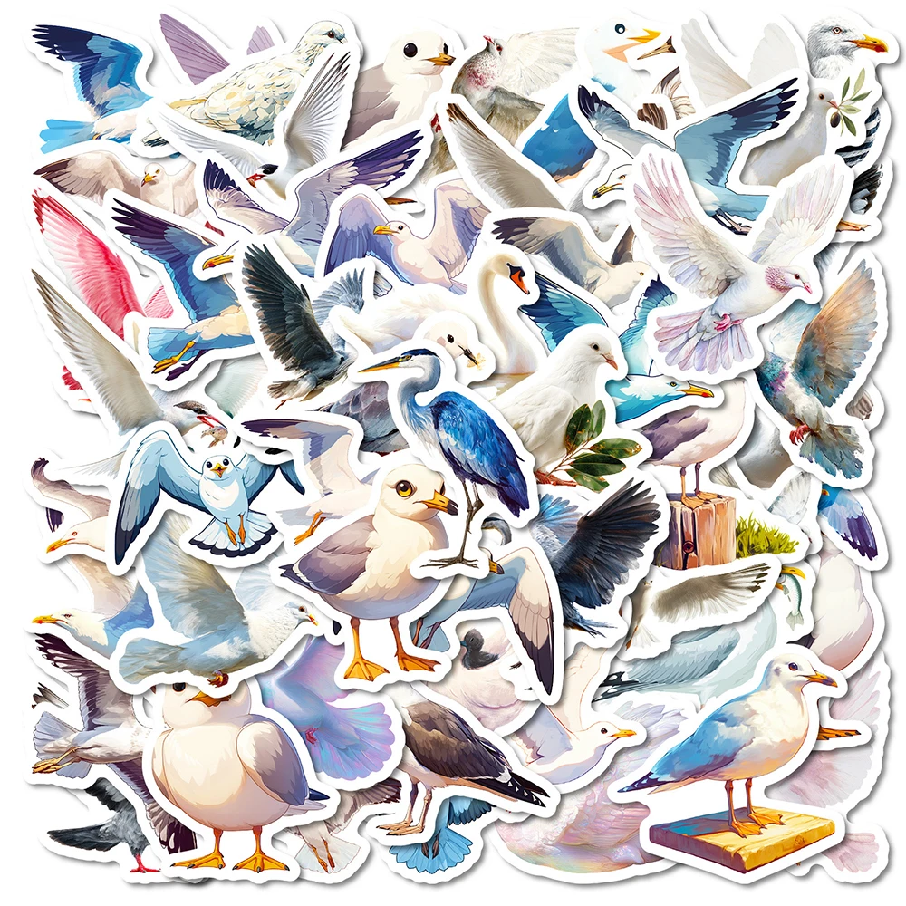 10/30/56 stücke Mix Weiß Vogel Tiere Aufkleber Nette Möwe Schwan Cartoon Aufkleber Sammelalbum Koffer Telefon Graffiti Aufkleber Großhandel