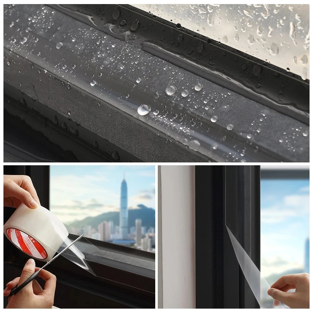 20m Window Weatherproof Seal Tape  Transparent  No-Residue Seal Film for Door and Window Ventilation Isolation, Self-Adhesive
