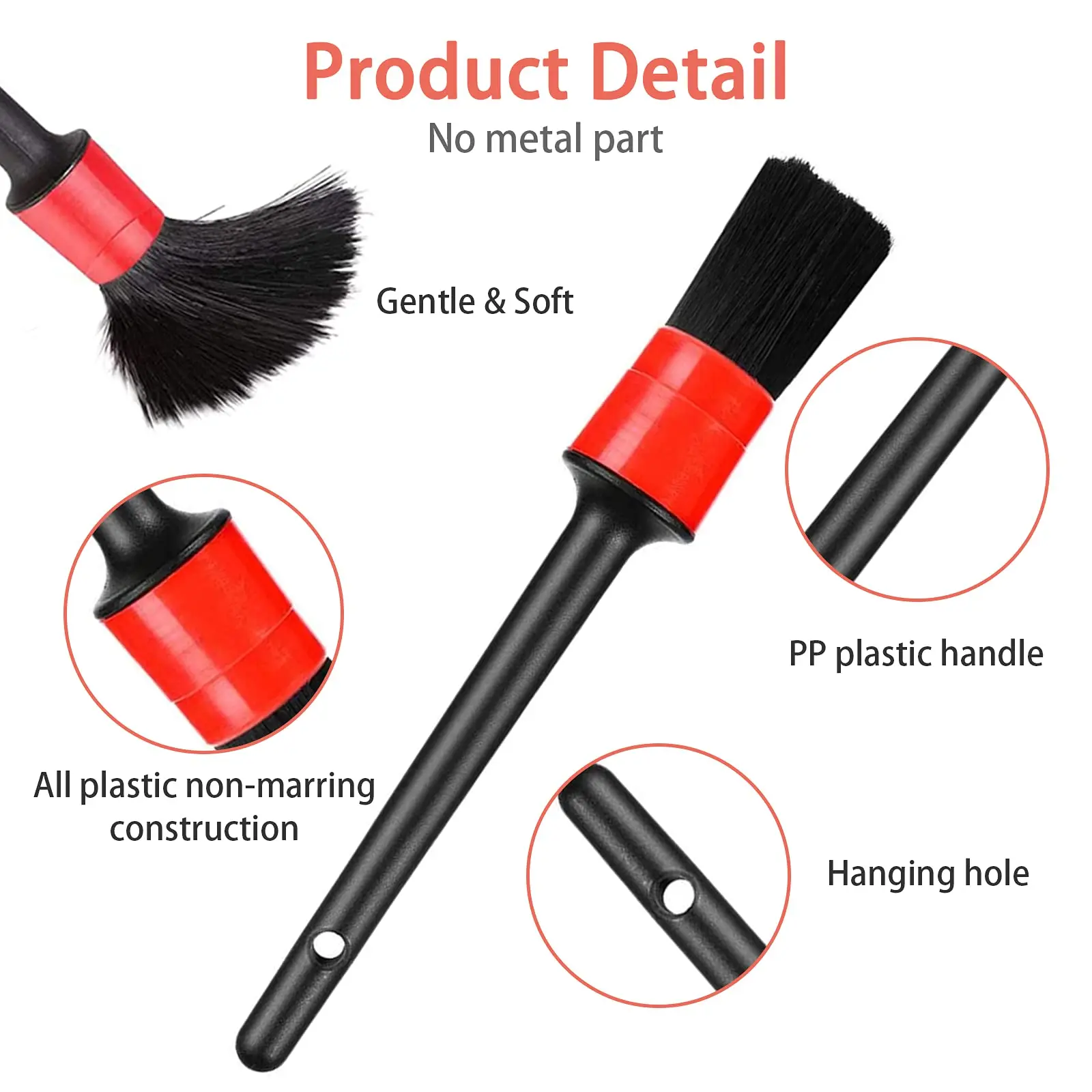 5pcs Detailing Brush Set Car Brushes Car Detailing Brush For Car Rim Cleaning Detailing Brush Dashboard Air Outlet Wheel Brush