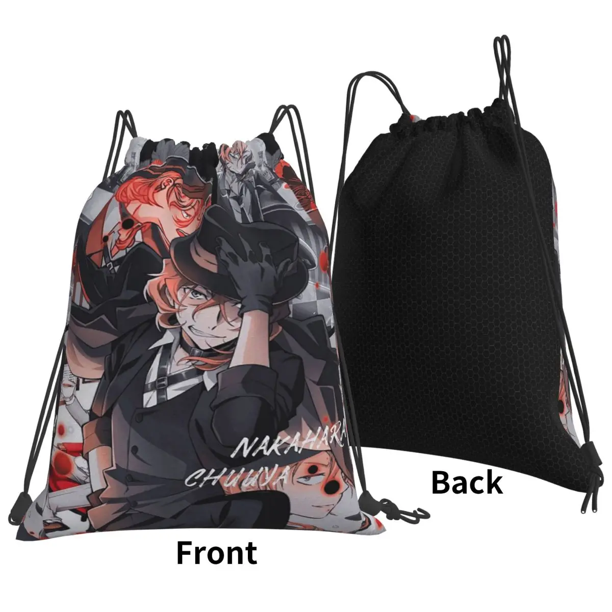 Bungou Stray Dogs Nakajima Atsushi TV Series Chuuya Nakahara Backpacks Drawstring Bags Sports Bag Book Bags for Unisex Students
