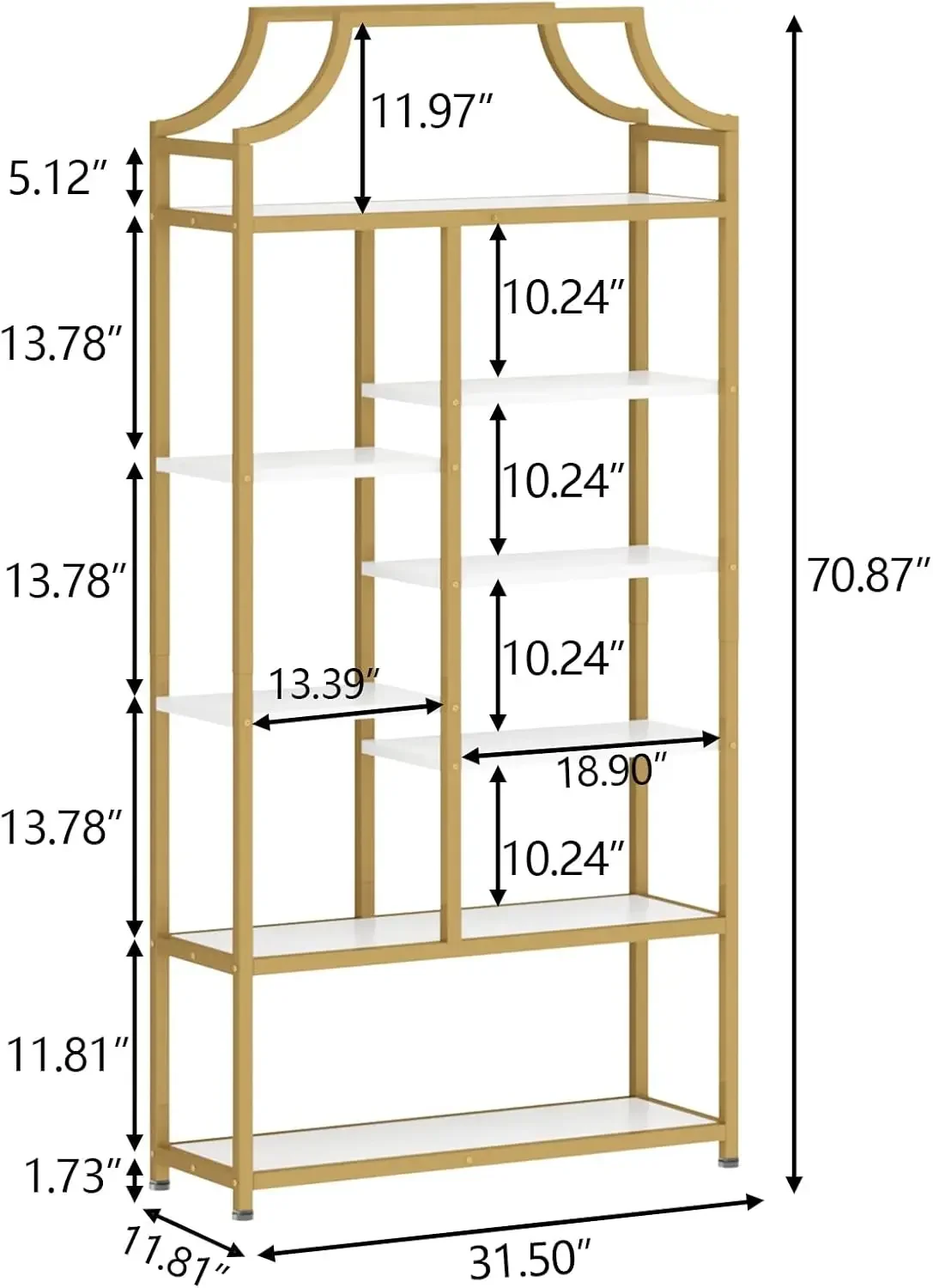 8-Open Shelf Bookshelf, 70.87