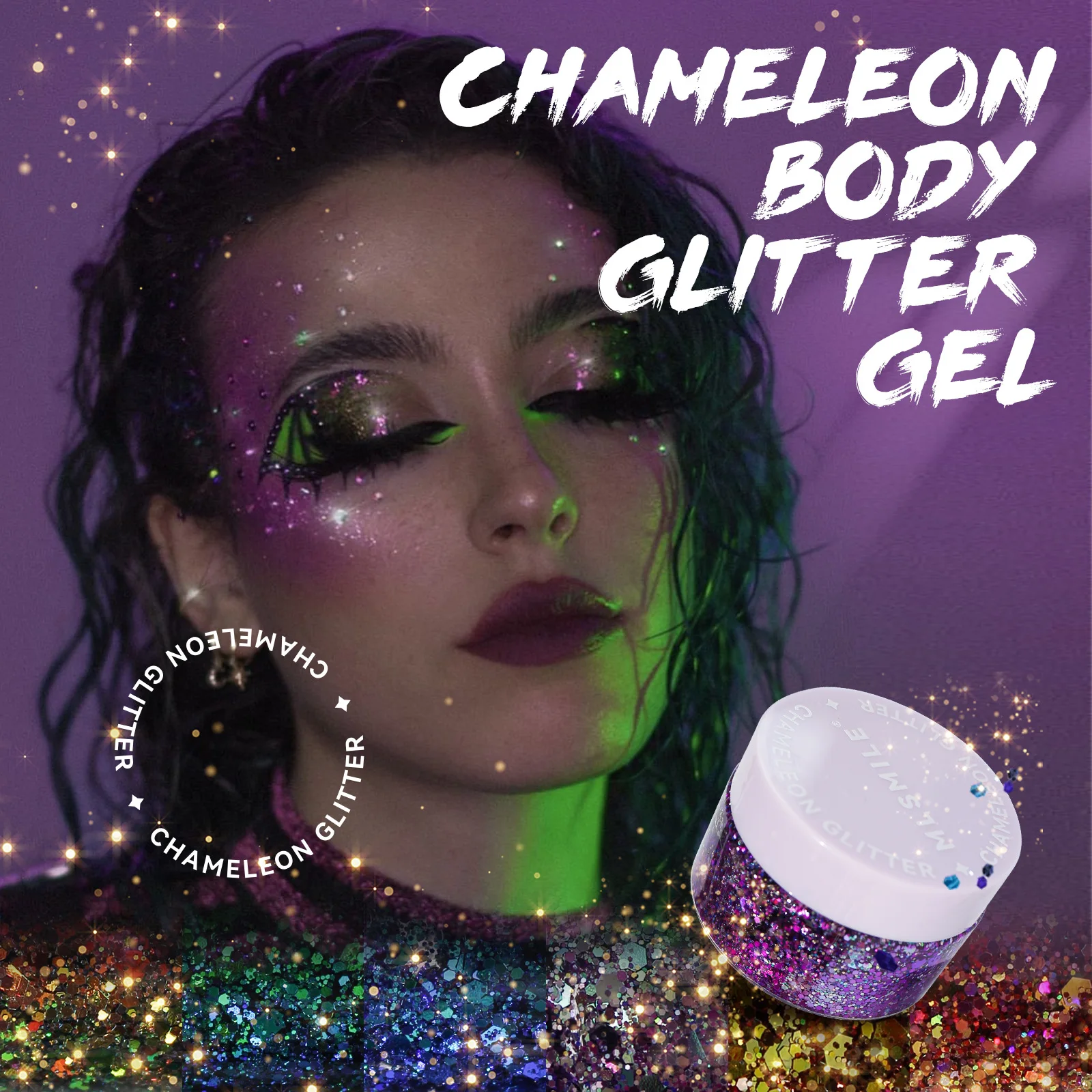 리퀴드 바디 글리터 스팽글, 인어 페이스 글리터 메이크업 스팽글, 헤어 글리터 바디 쉬머, 파티 축제 및 무대용, 1 개