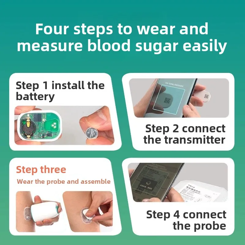 Continuous Blood Glucose Monitoring Sensor  Wearable 24‑Hour Tracker  No Finger‑Stick for Diabetes Daily Check