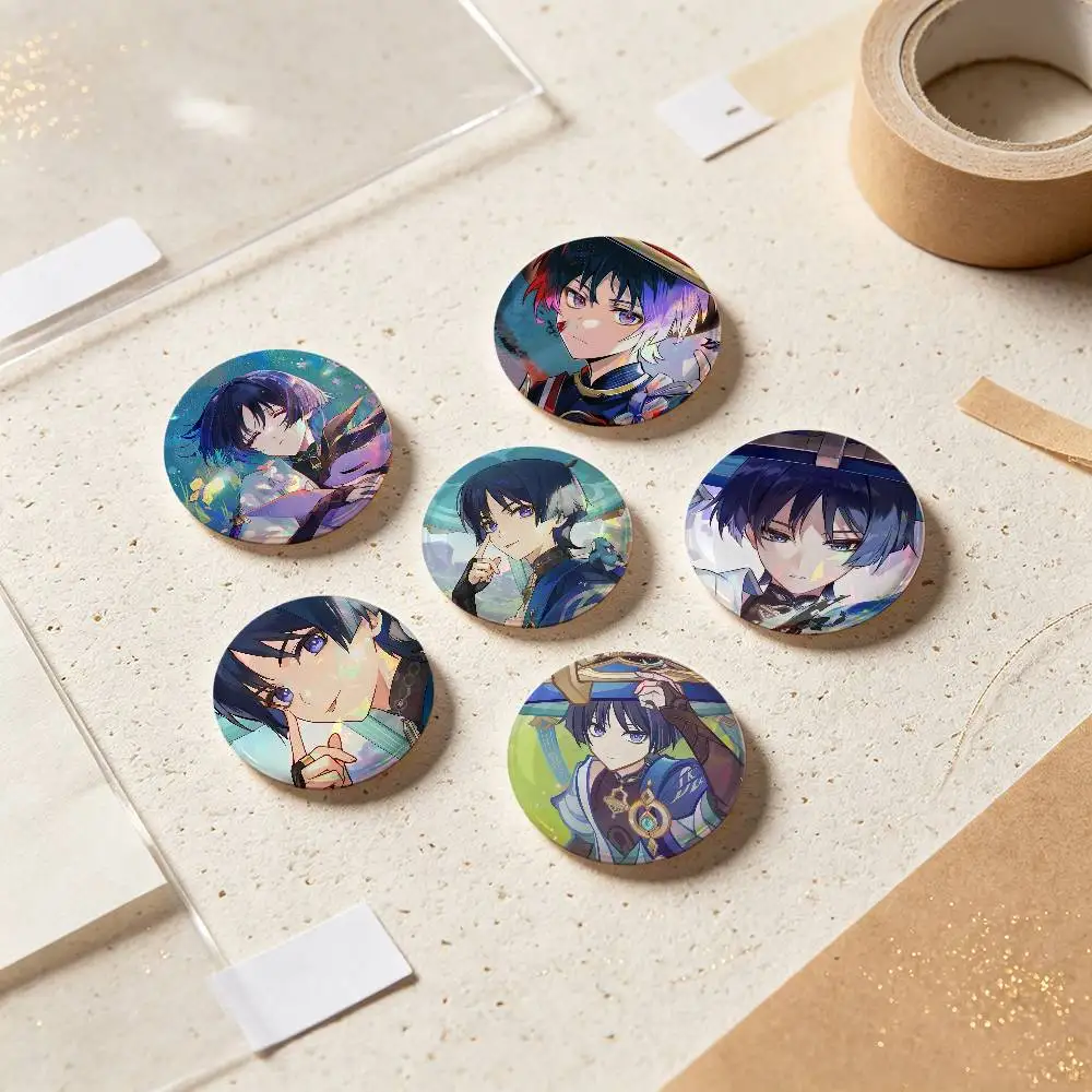 Wanderer Genshin Impact Badges 25 32 44 58 75 Mm Round Cosplay Pin Bag Decor Fans Collect Friends Gifts Brooch Souvenir