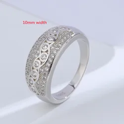 Buyee 925 Sterling Silver Big Ring Finger White Zircon Ring for Woman Man Fashion Luxury Wedding Party Fine Jewelry Circle