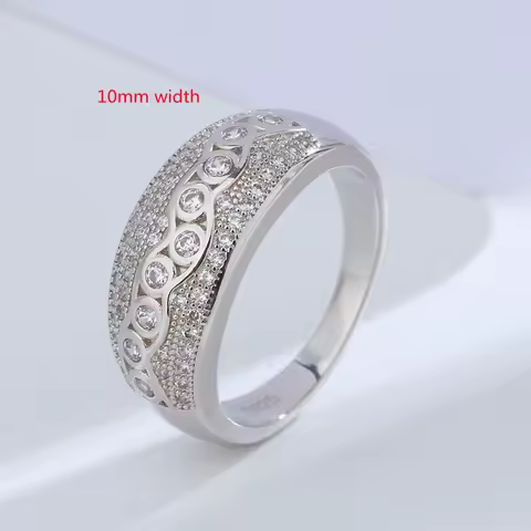 Buyee 925 Sterling Silver Big Ring Finger White Zircon Ring for Woman Man Fashion Luxury Wedding Party Fine Jewelry Circle