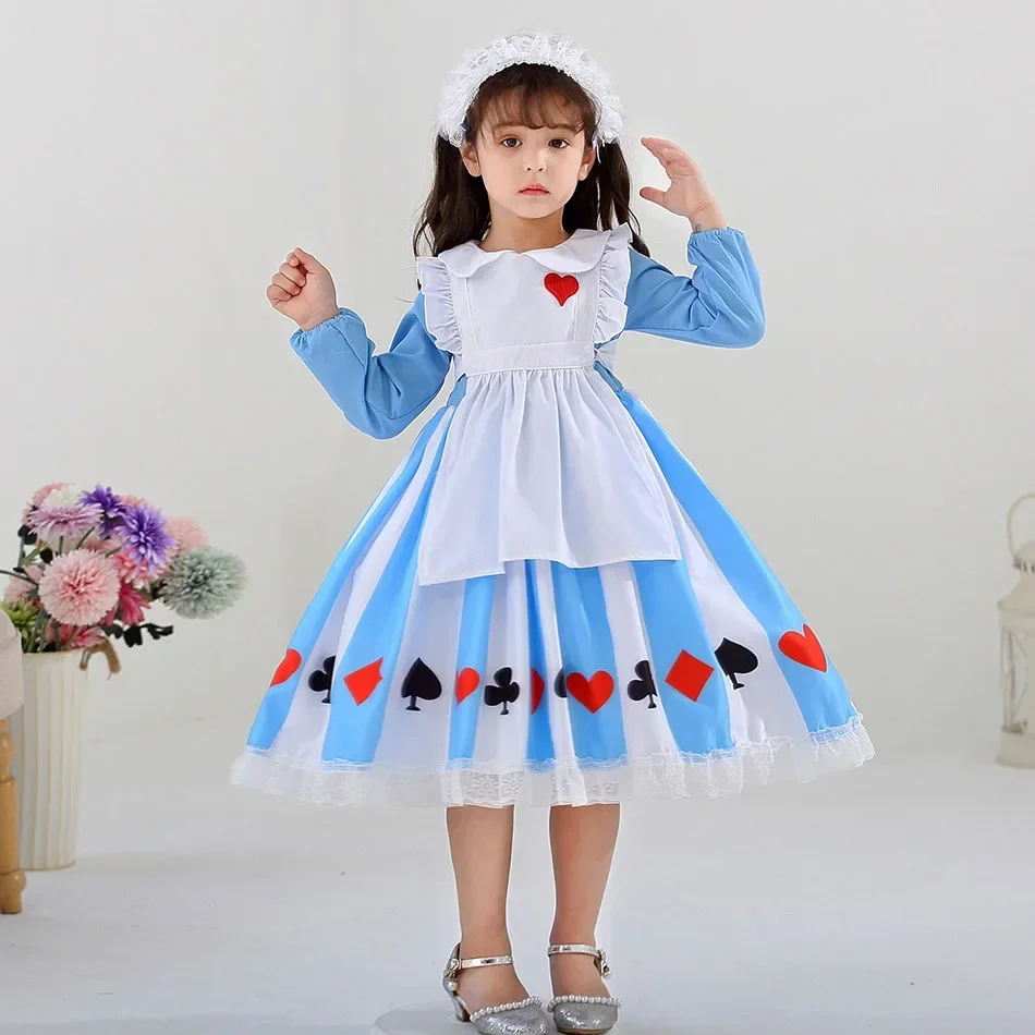 New Sissy Maid Lolita Cosplay Costume Kids Princess Halloween Dress Girls Anime Alice Birthday Party Dress Baby Clothes Outfits