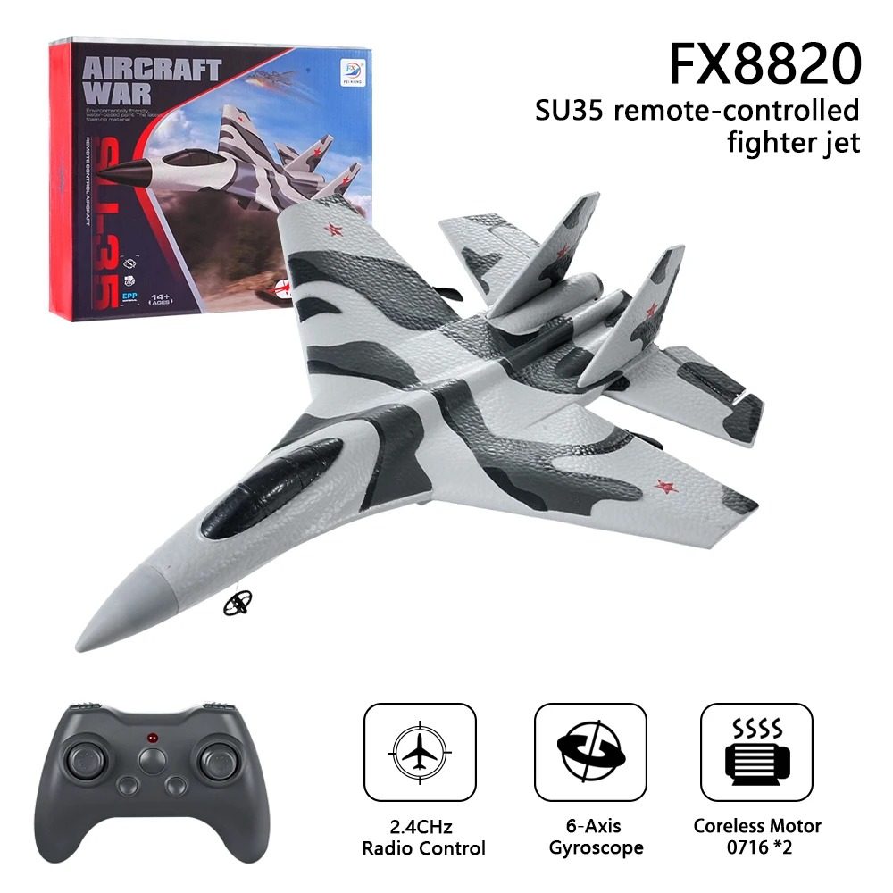 

FX8820 2.4G EPP Foam Remote Control Aircraft Model SU35 Remote Control Fighter Built-in 6-Axis Gyroscope Aircraft Children Gift