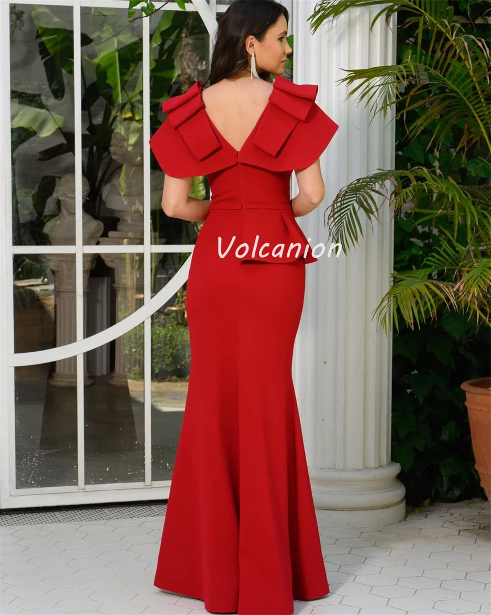 Vestidos largos personalizados de estilo moderno, Jersey clásico, fruncido, drapeado, con volantes, sirena, cuello en V, vestidos para ocasiones a medida, tallas disponibles