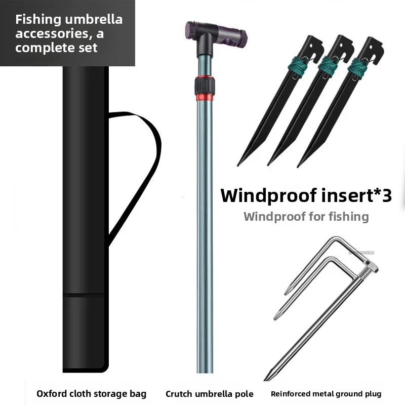 Large Outdoor Fishing Umbrella Thick Dual Layer Sun Shield Foldable Cane Design Universal for Easy Carry Umbrella  No Base image 6