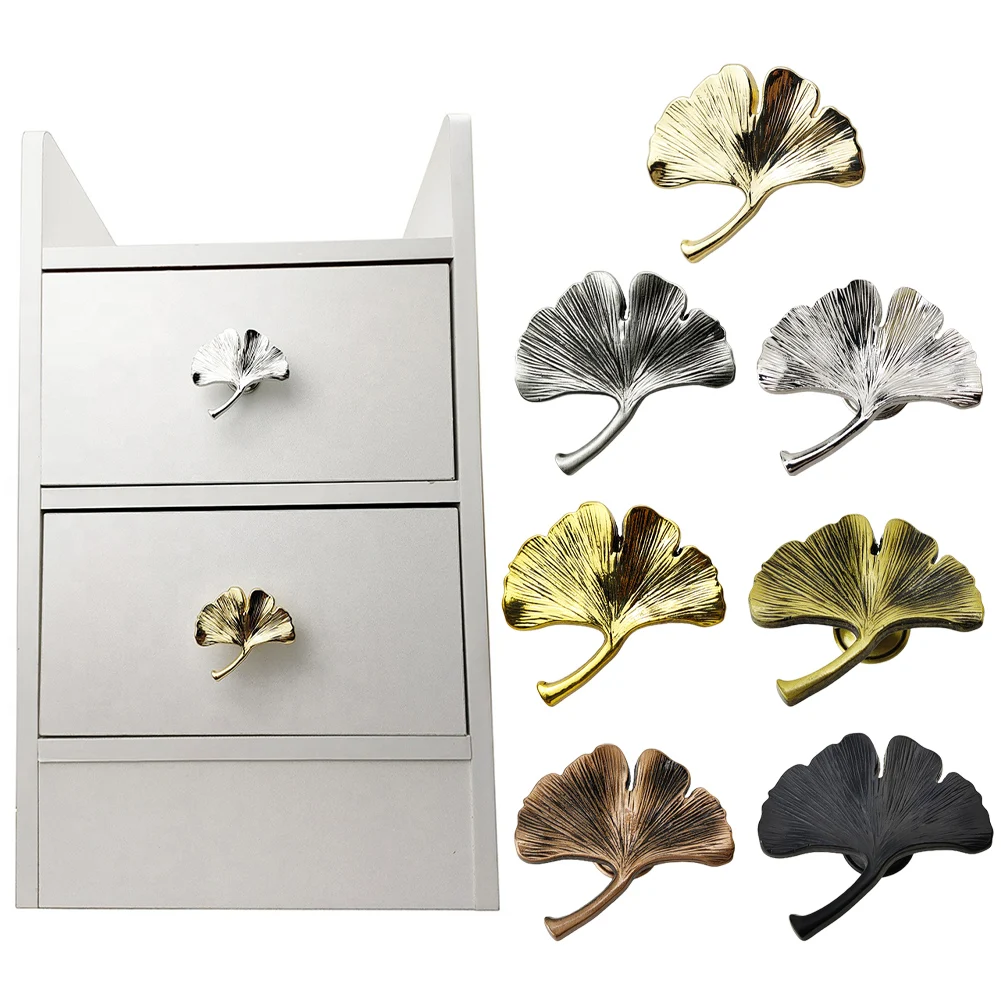 

Cupboard Handle Zinc Alloy Cab==et Door Knob Ginkgo Le===af Furnitu===rawer Pull Hardware==ulls Bar Knobs Handle F= ==Cabinets