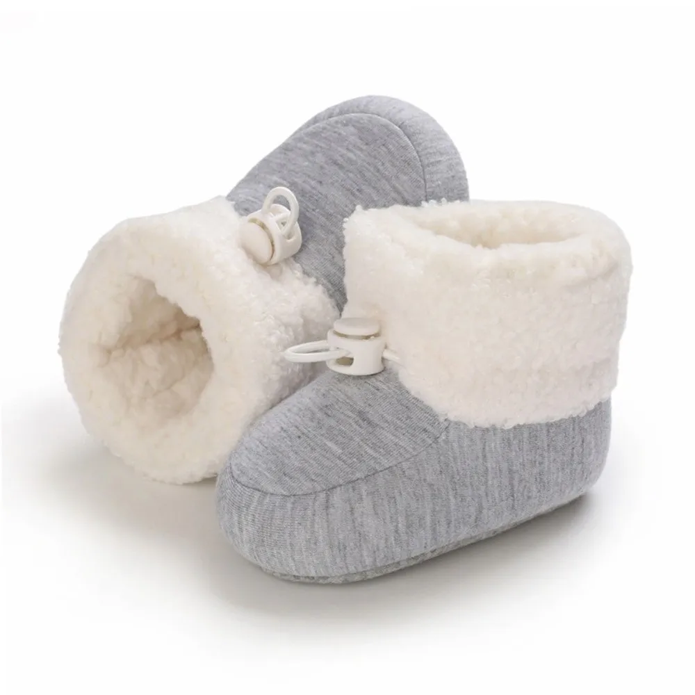 Comfortable Non-Slip Sole Infant Snow Boots Lining Soft Bottom Toddler First Walkers Thick Warm Furry Cotton Walking Shoes