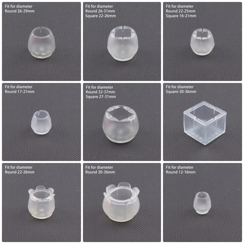 8Pcs Anti-slip Table Chair Leg Caps Furniture Feet Transparent Floor Protector Pads Thickened PVC Wear-resistant Feet Covers