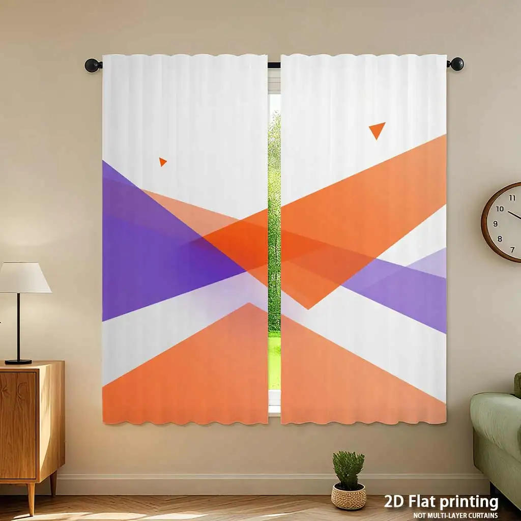 Abstract Geometric Pattern Curtains Orange Purple Modern Drapes Window Curtains for Living Room Bedroom Home Decor Window Treatm