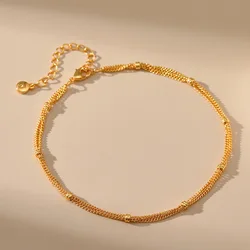 Copper Plated 18K Gold French Multi-layer Chain Vintage Design Anklet Women Fashion Versatile Wind Popular Jewelry