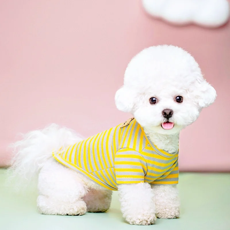 Summer Pet Clothes Bear Print Stripe T-Shirt French Bulldog Bichon Vests Luxury Dog Clothing Cat Thin shirts Dog Costume
