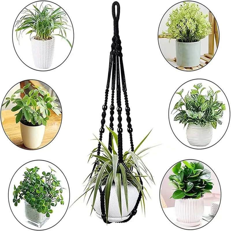 Gardening Green Plant Hanging Basket Cotton Rope Hanger Flower Pot Handmade Macrame Plant Hangers Courtyard Balcony Home Decor