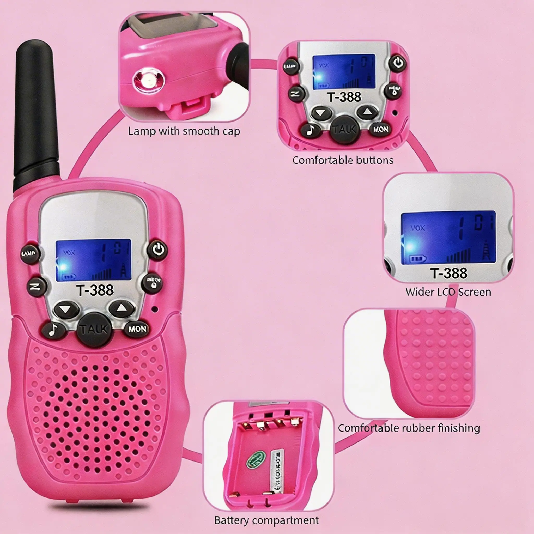 3 Pack Kids Walkie Talkies, Outdoor Camping Adventure Toys for Boys Girls Aged 3-12, LED Flashlight, 22 Channels, Birthday Gifts