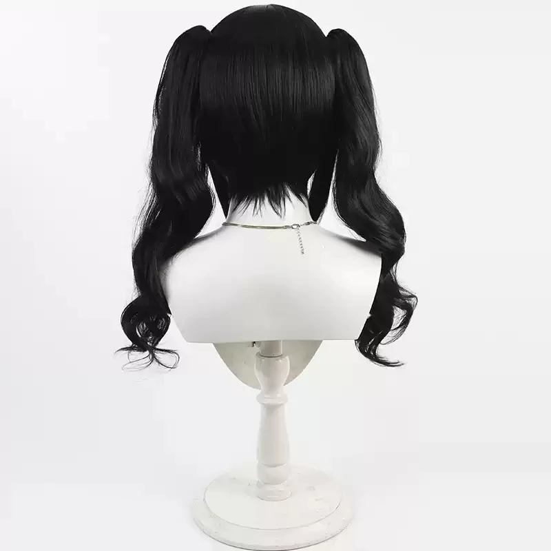 السحرية فتاة الساحرة محاكمة الأسود نا يوكا شعر مستعار تأثيري هالوين كرنفال الدعائم الطرف الشعر الاصطناعية ألياف مقاومة للحرارة + غطاء شعر مستعار