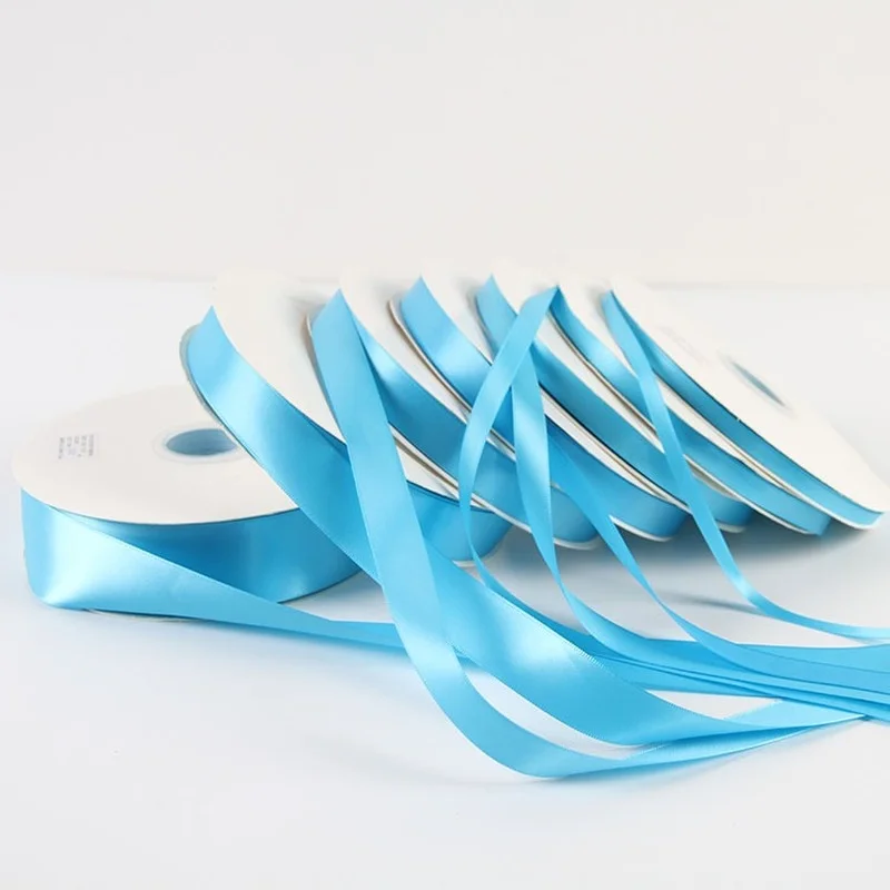 3/6/10/12/15/20/25/38/50/76MM Sky Blue Satin Ribbons for Wedding Xmas Party Decorations DIY Bow Craft Ribbon Card Gifts Wrapping