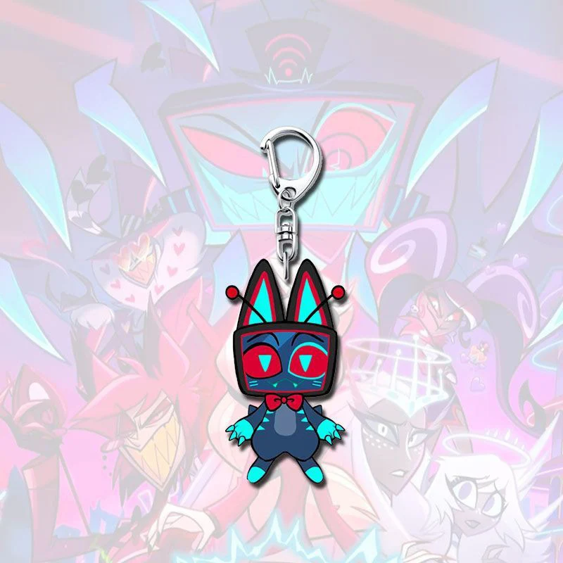 6pcs Set Cosplay Anime Hazbin Hotel Animation Alastor Husk Vox Keychains Key Chain Ring Car Keyring Schoolbag Decor Pendant Toys view 6