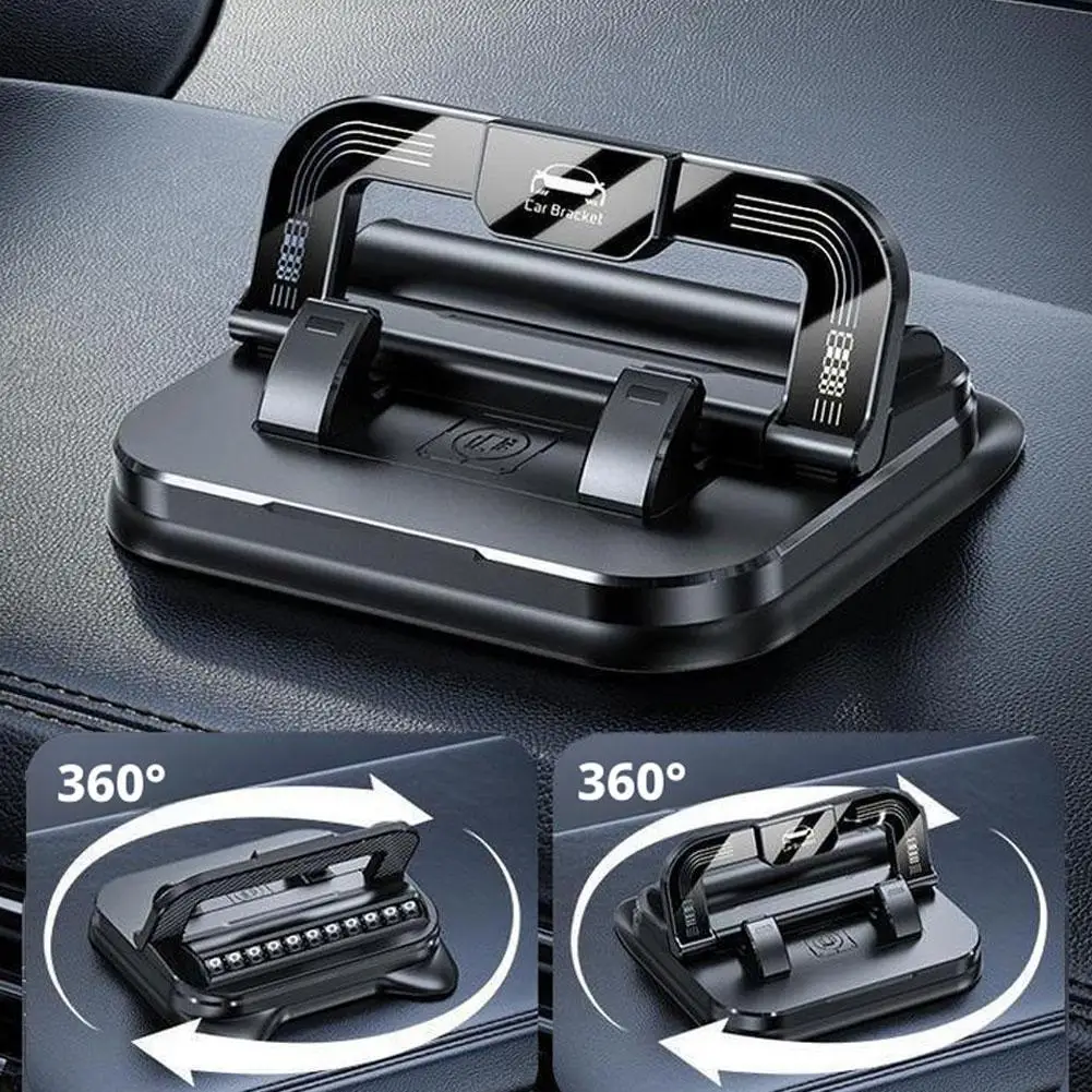 2 in 1 Dashboard Car Phone Holder 360-Degree Rotation Head-Up Phone Mount Anti Slip Navigation Holder with Number Plate