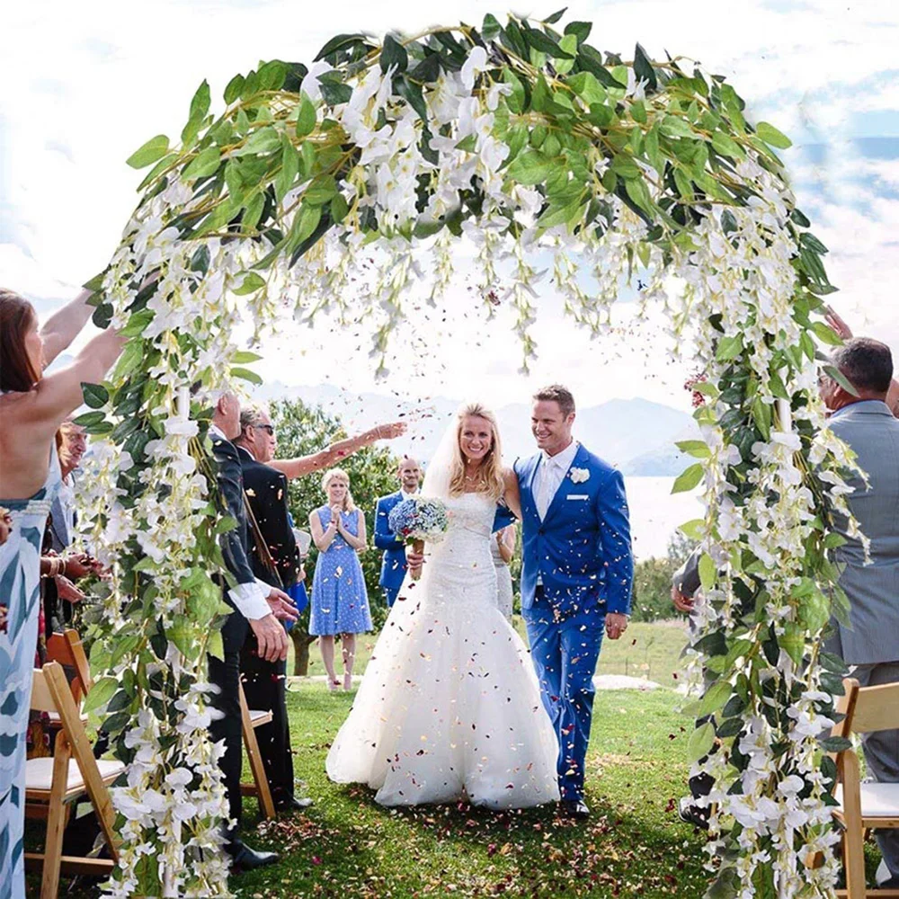 2/4Pcs Wisteria Vine 7ft Faux Flowers Silk Wisteria Garland Artificial Wisteria Vine Rattan Silk Hanging Flower for Home Garden