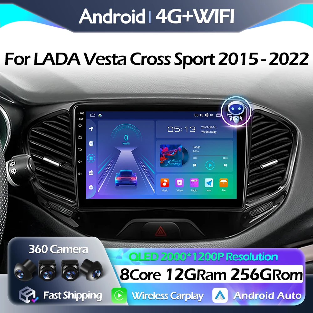 

For LADA Vesta Cross Sport 2015 - 2022 Car Radio Multimedia Video Player Navigation stereo Android Auto Carplay GPS WIFI BT