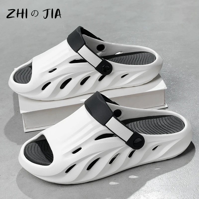 

Летняя уличная пляжная обувь, популярные спортивные амортизирующие модные тапочки, мужские модные сандалии на толстой подошве, домашние тапочки