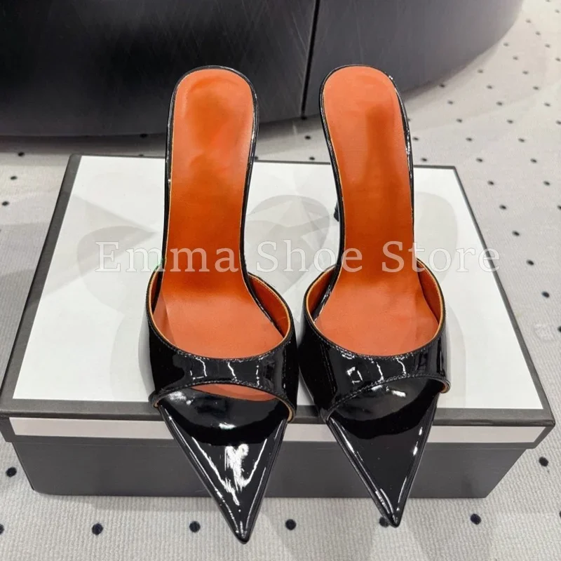 المرأة مثير ليوبارد طباعة خنجر كعب النعال مصمم فو الفراء تقليم أشار تو الصنادل الصيف أنيق فستان الحفلات الأحذية #4