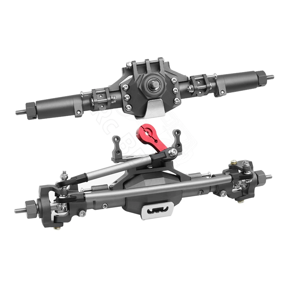CNC Aluminium Ruitvormige Aluminium Compleet Voor- en Achteras voor 1/10 RC Crawler Truck Axiale SCX10 II 90046 90047 - afbeelding 1