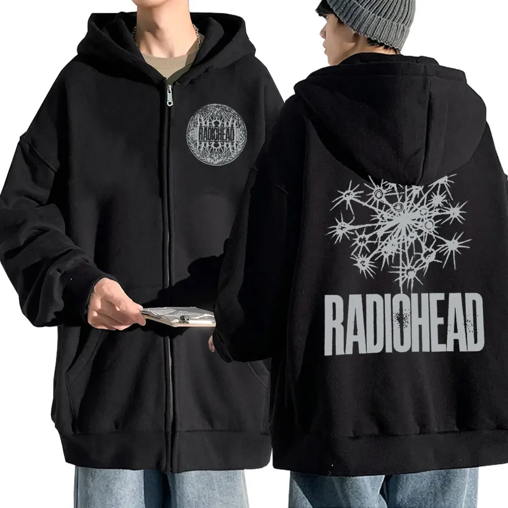 

Retro Rock Band Radiohead Zip Up Hoodie Hip Hop Music Album Print Sweatshirt Streetwear Men's Oversized Long Sleeve Coat Hoodies