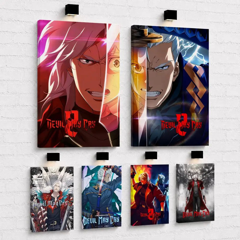 Dark Action Anime D-Devil May Cry Framed Wall Painting Framed Canvas Wall Art Print | Modern Poster | Home Hallway Decor