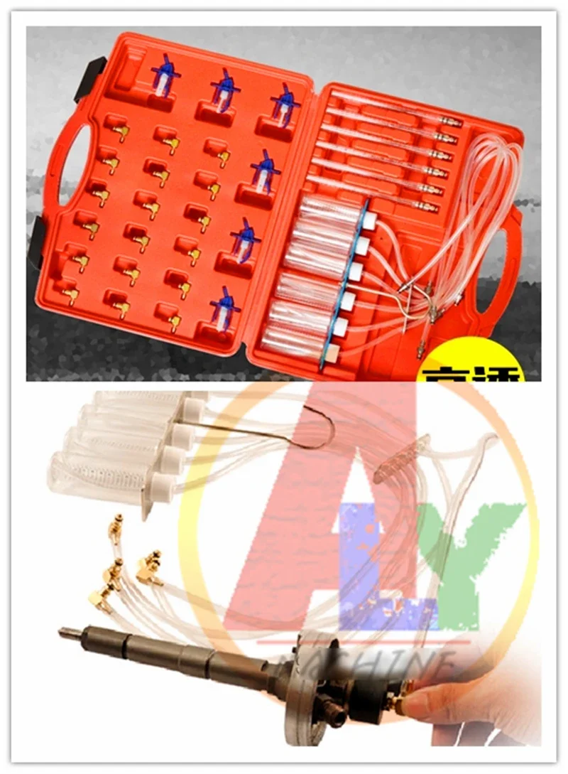 Diesel Common Rail Injector Flow Meter With 24 Adaptors Fuel Line Test Tester /Diagnosis Tool Set 6 Injectors Tested Together