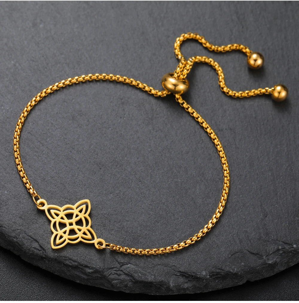 COOLTIME Irisches Wicca-Hexenknoten-Armband, Edelstahl, keltischer Knoten, verstellbare Damen-Armbänder, Modeschmuck, Geburtstagsgeschenk – Detail 9