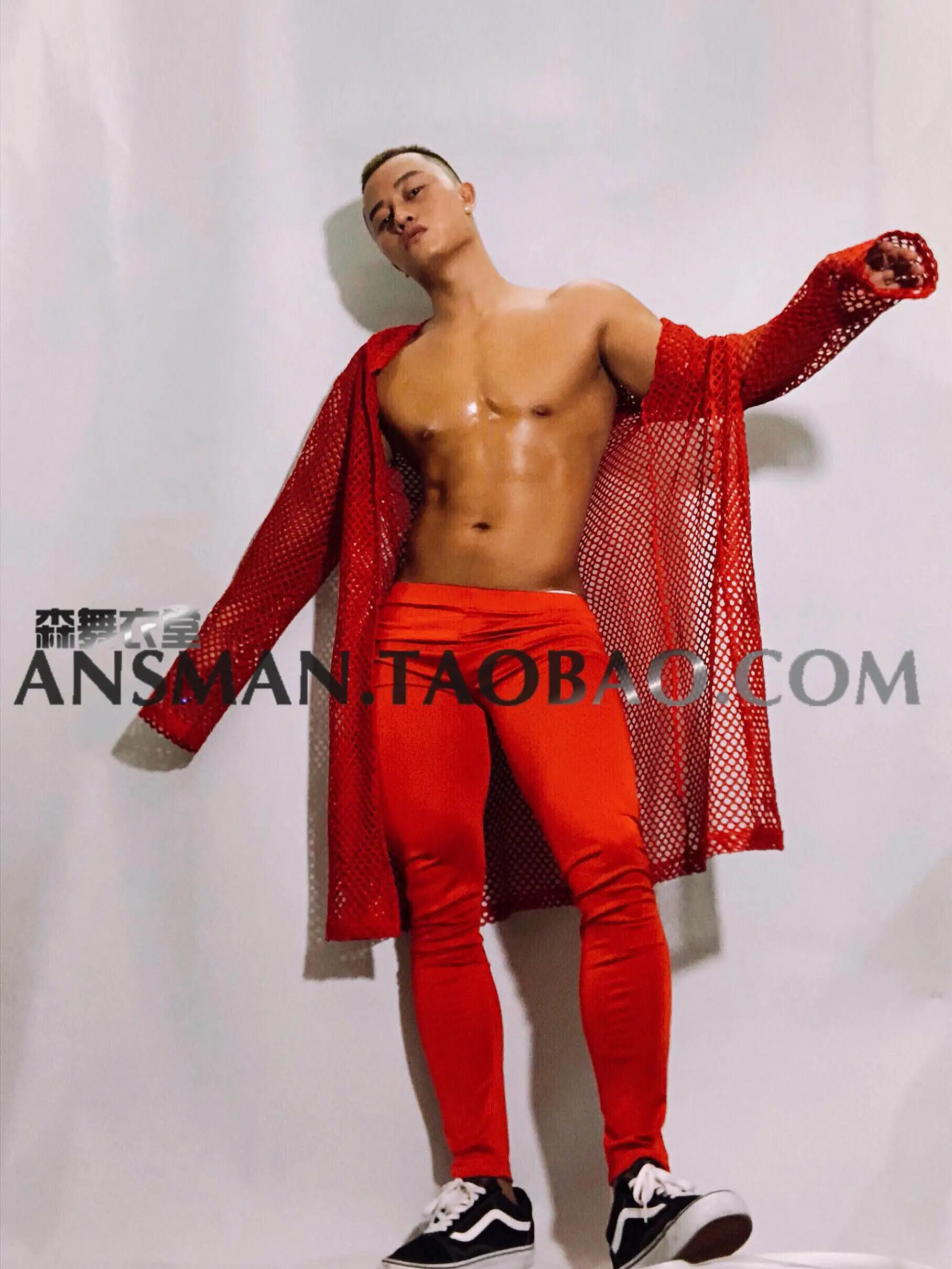 

Outfits Men Jogging Set Atmospheric Bar Nightclub DS Men's Clothing Long Sleeve Mesh Coat Pants Party Perspective Sexy Costume