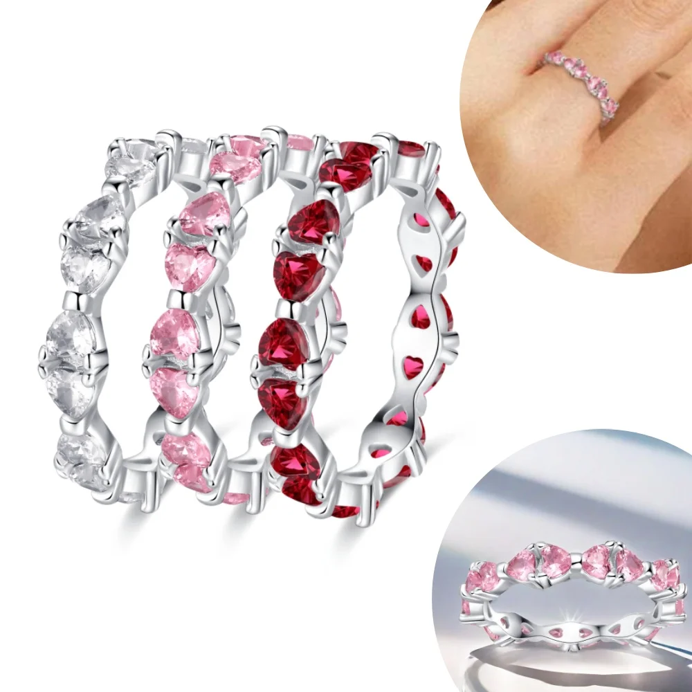 

Новое кольцо из стерлингового серебра 925, сверкающее циркониевое звено, розовое кольцо с бантом, оригинальные женские украшения, рождественский подарок, изготовление подарков на День святого Валентина ﻿