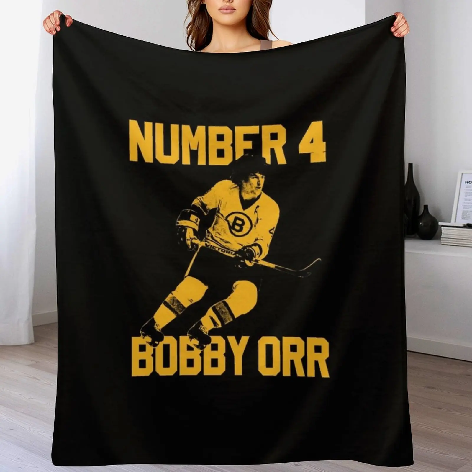 

Bobby Orr Number 4 - The Yellow Stencil Throw Blanket Easy Care Comfortable Blanket for Couch
