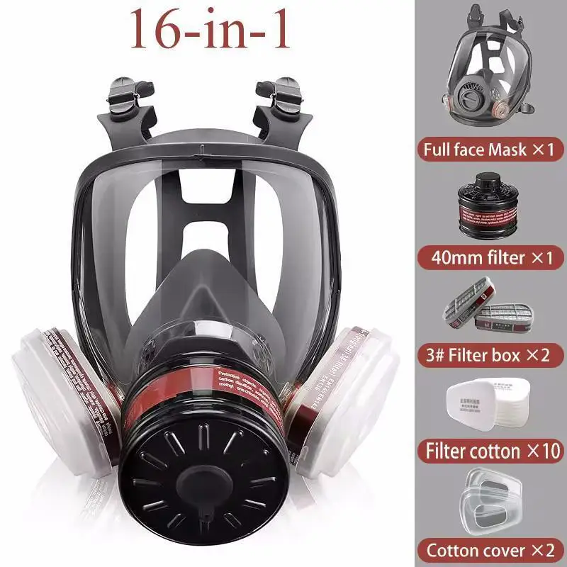 Full face respirator - mask with 40 mm gas filter canister for industrial gases, chemical, polishing, welding, spraying Gas mask